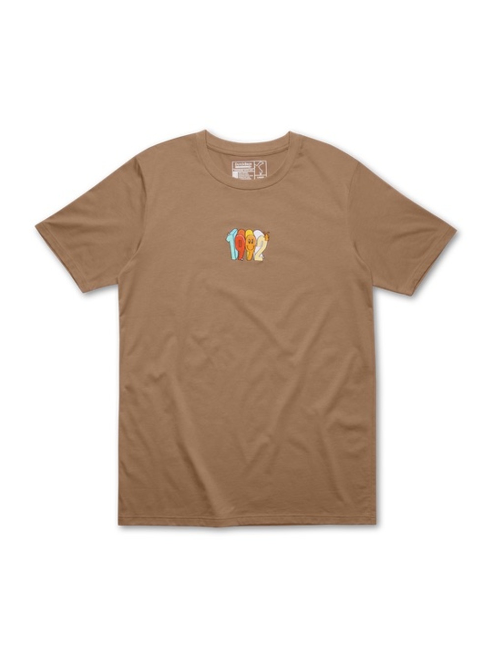 Dutch Bros Brown Short Sleeve Tee with Colorful 1992 Embroidered Graphic